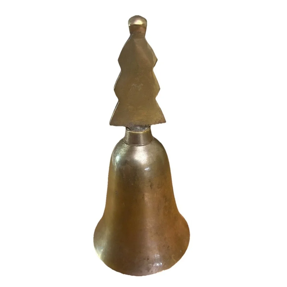 Vintage‎ Brass Bell With Christmas Tree Handle 4.5